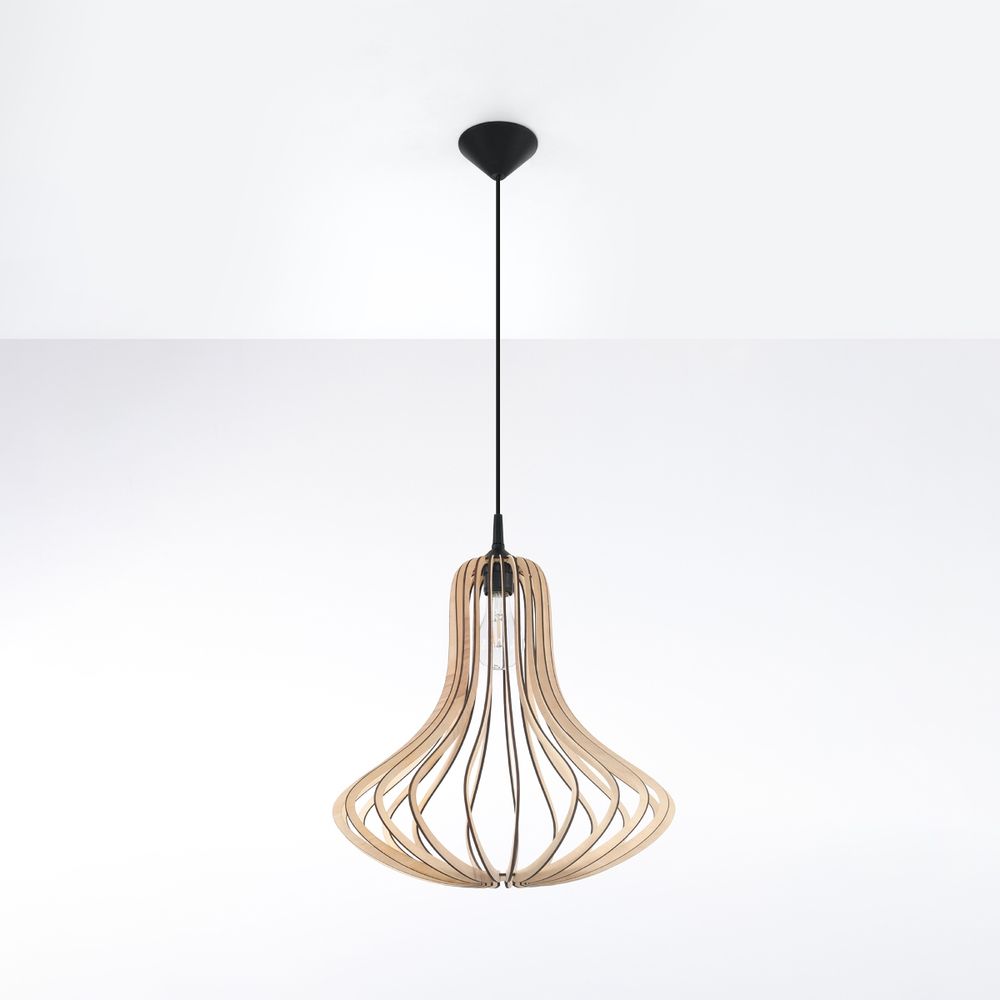 Elza Pendant Lamp: Scandinavian Design, Wood Construction, E27 Socket