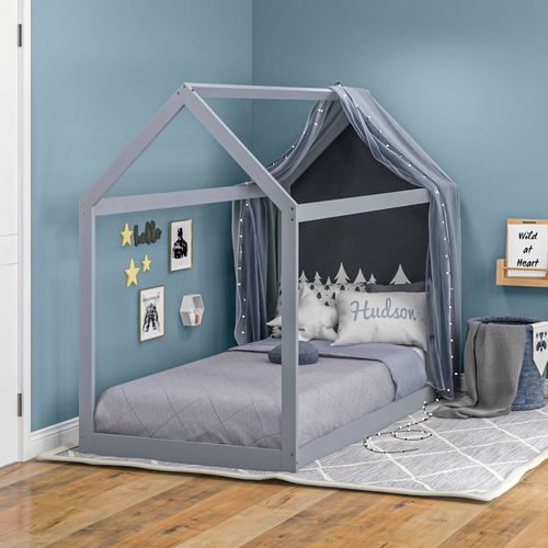 HOMCOM Wooden Single Bed Frame with Tree House Style