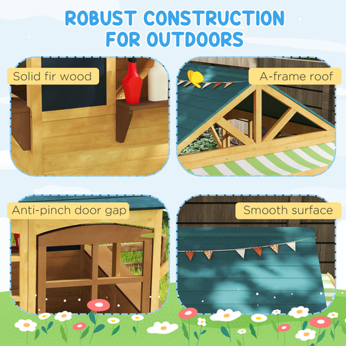 AIYAPLAY Wooden Playhouse for Kids Outdoor, Foldable Wendy House, Brown