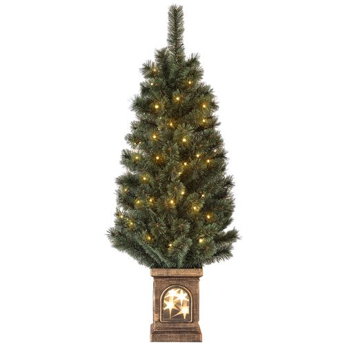 HOMCOM 4ft Artificial Christmas Tree with 80 Warm White LED Lights Remote