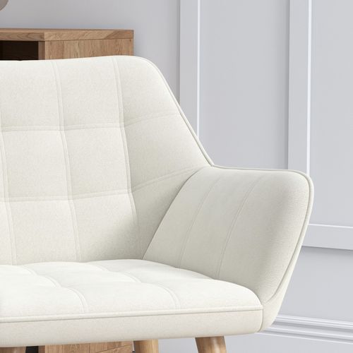 HOMCOM Velvet-Feel Accent Chair with Arms Slanted Back Wood Legs