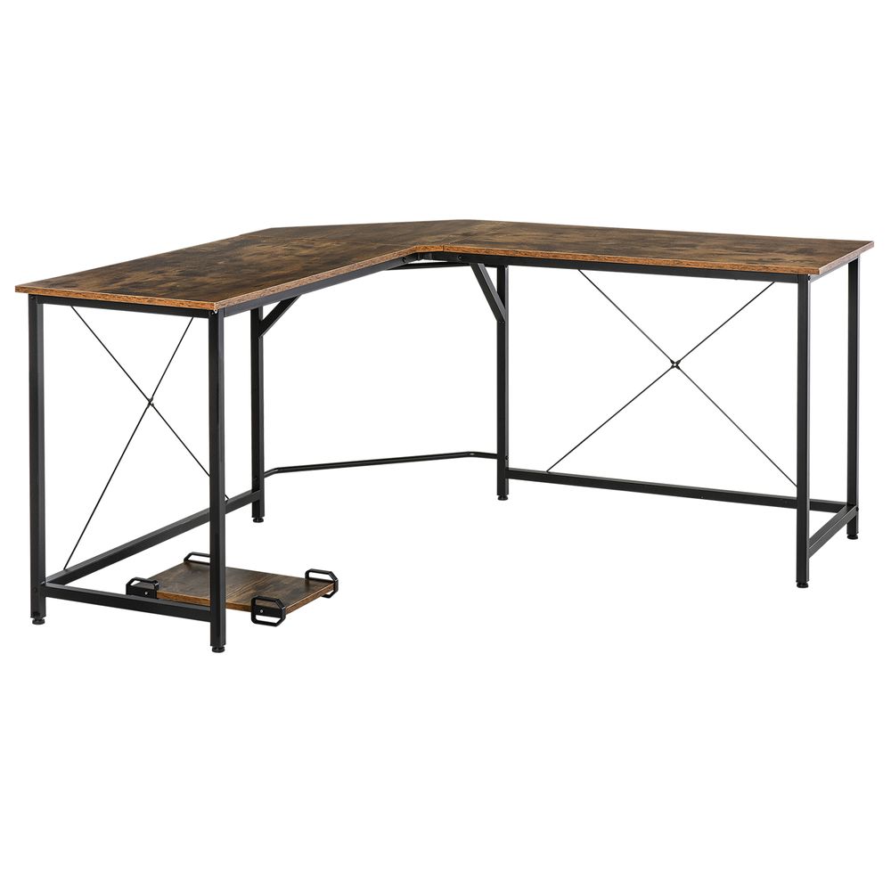 HOMCOM Corner Gaming Desk L-Shape Computer PC Workstation Home Office Three Worktop Writing Table 150 x 150 x 75 cm