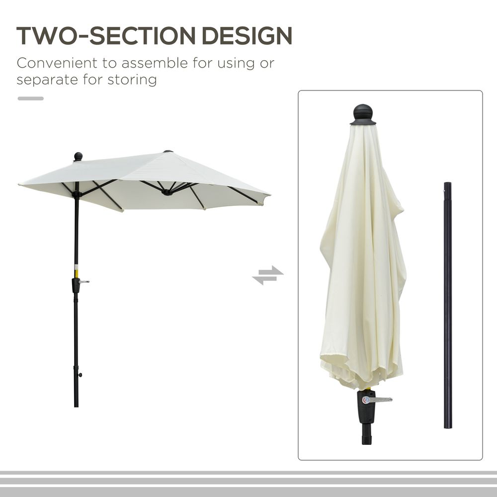 Premium 2m Half Parasol Market Crank - Cream White