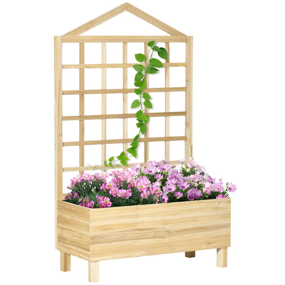 Premium Outsunny Wood Garden Planter - Trellis Included, Ideal for Climbing Plants, Top Quality