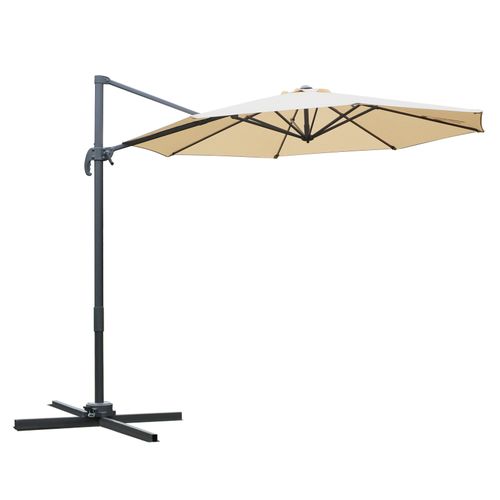 Outsunny Umbrella Parasol W/360 Rotation and Cross Base-Beige