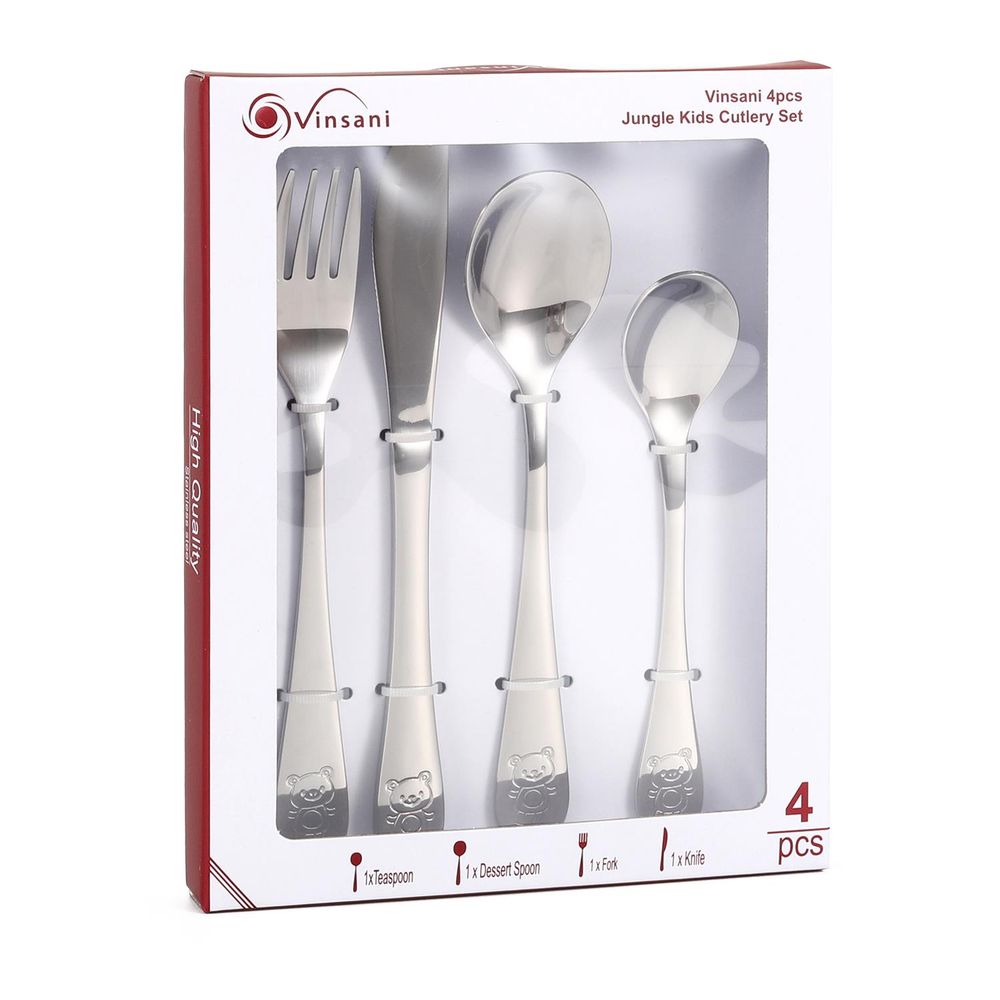 Jungle Kids Cutlery Set - Fun Animal Design - Top Quality - Perfect for Little Ones - 12 Piece Set - Great Gift