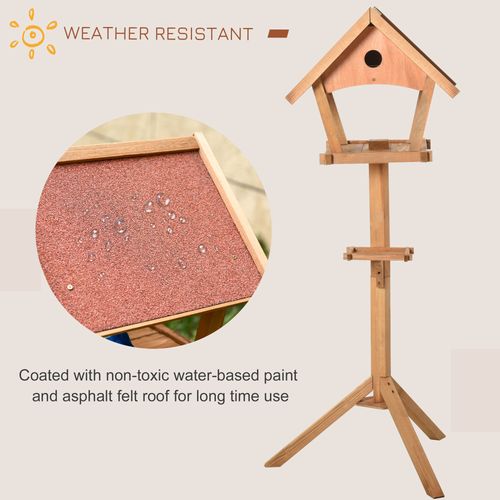 PawHut Wooden Bird Table Freestanding Feeding Station for Garden Outside 139H cm Natural