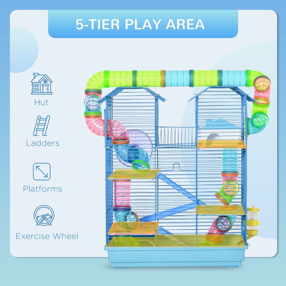 Ultimate Multi-Level Animal Cage Kit for Small Pets - Hammster Cage with Accessories by Pawhut