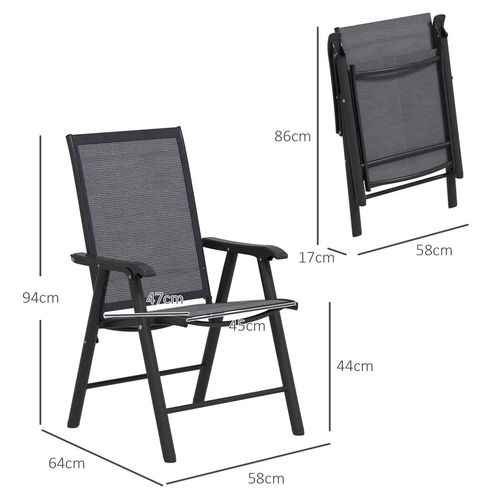 Outsunny 2-PCS Garden Armchairs Outdoor Patio Folding Modern Furniture Grey