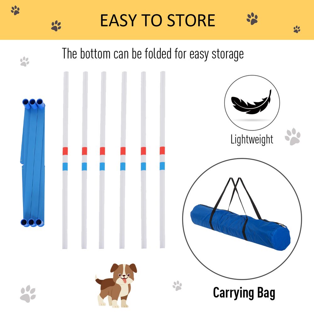 PawHut Adjustable Dog Agility Training Obstacle Course Set with Weaves Poles Storage Bag for Pet Dogs Outdoor Games Exercise