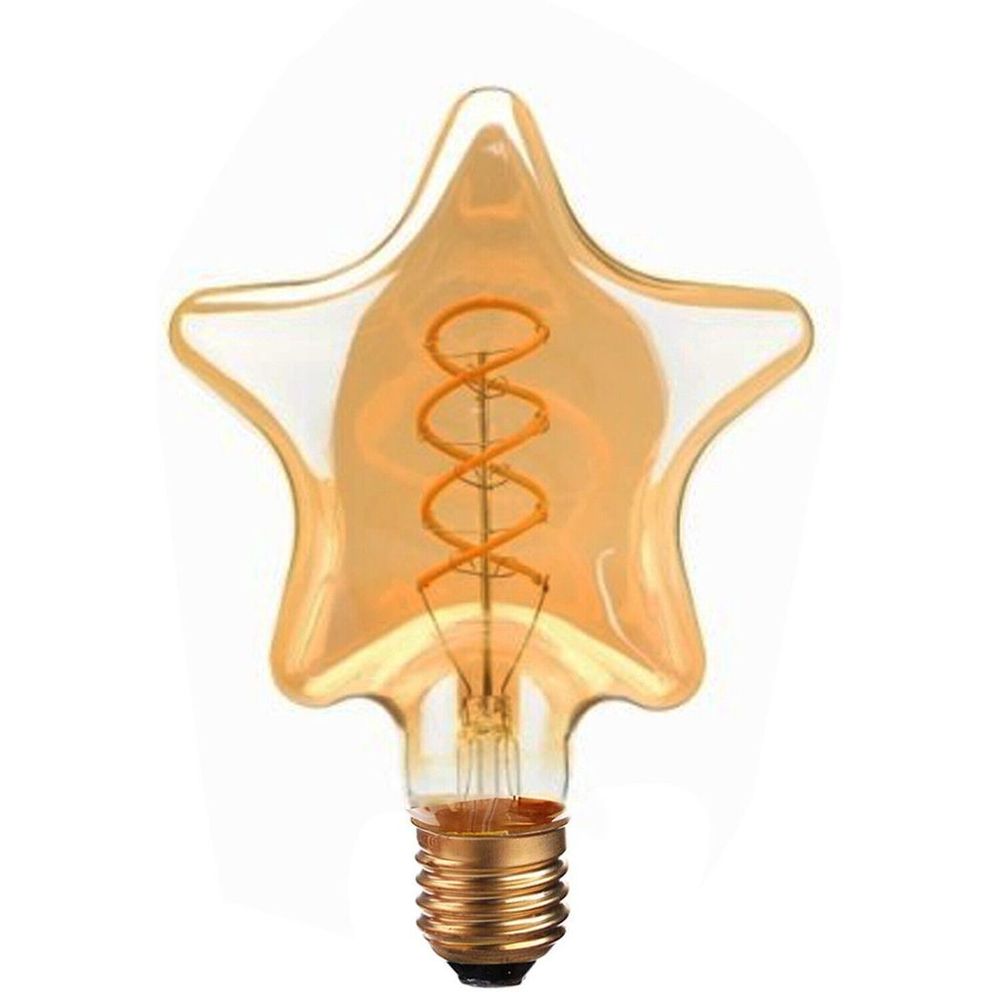 Vintage Retro Style E27 Edison Screw Amber Glass Light Bulbs - 3 Pack, Warm White