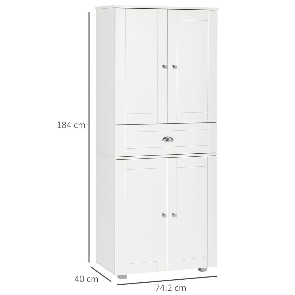 Stylish Kitchen Pantry Cupboard w/ Drawer & Shelves, 76.2x40x184cm