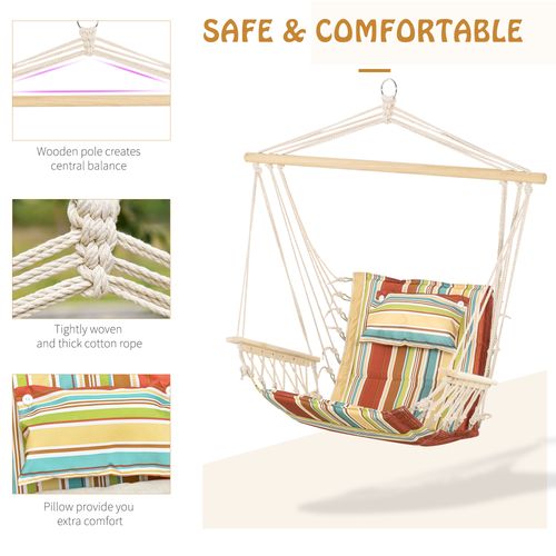 Hanging Hammock Chair Swing Thick Rope Frame Safe Wide Seat