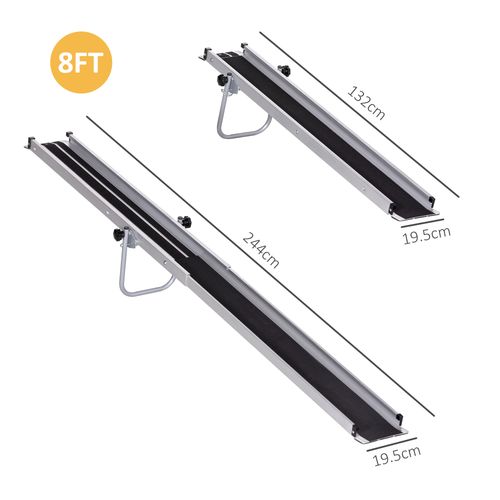 HOMCOM Aluminium Telescopic Wheelchair Ramps, 183cm, 270kg, Folding Ramp