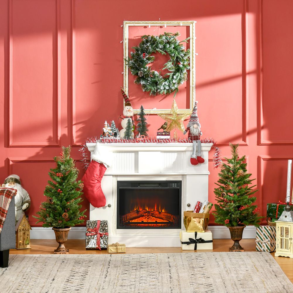 HOMCOM 2 Pieces Set 3Ft Artificial Christmas Trees: Double the Beauty, Decor