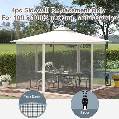 Four-Panel Gazebo Replacement Screen - Durable Polyester Mesh Protection