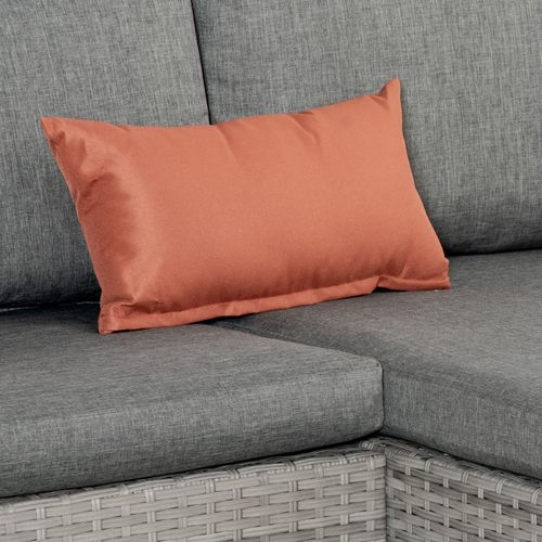 3 Pc PE Rattan Corner Sofa Set, w/ Tempered Glass Table-top & Soft Cushion Grey