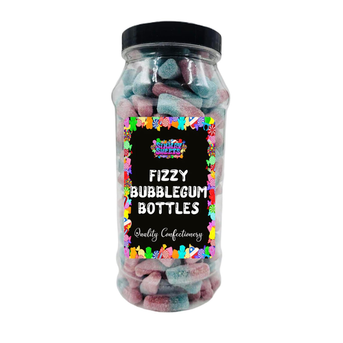 Fizzy Bubblegum Bottles Pink and Blue Bottles Retro Sweets Gift Jar - 600g
