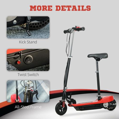 HOMCOM Folding Electric Scooter with Warning Bell, for Ages 4-14 Years, Red