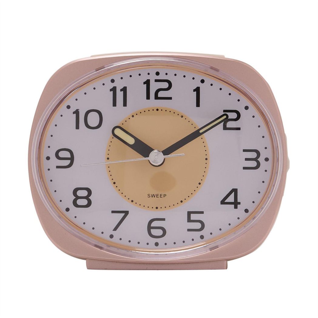 Wm.Widdop Silent Sweep Oval Face Blinking Light Alarm Clock  - Rose Gold
