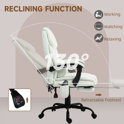 Vinsetto PU Massage Office Chair Height Adjustable Computer Chair