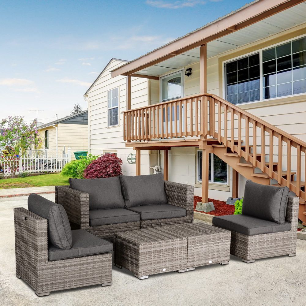 Outdoor Rattan Furniture Set: 6-Seater Sofa, Coffee Table, Garden Oasis
