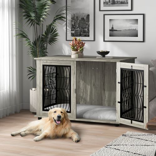 PawHut Dog Crate Furniture, 44.5" End Table for Extra Large Dogs w/ Cushion