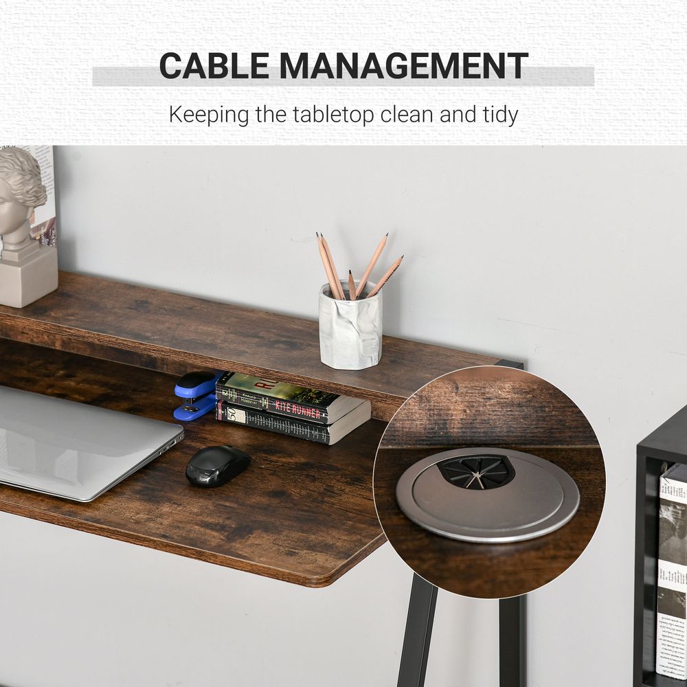 Rustic Brown Writing Desk Computer Workstation Storage Shelf