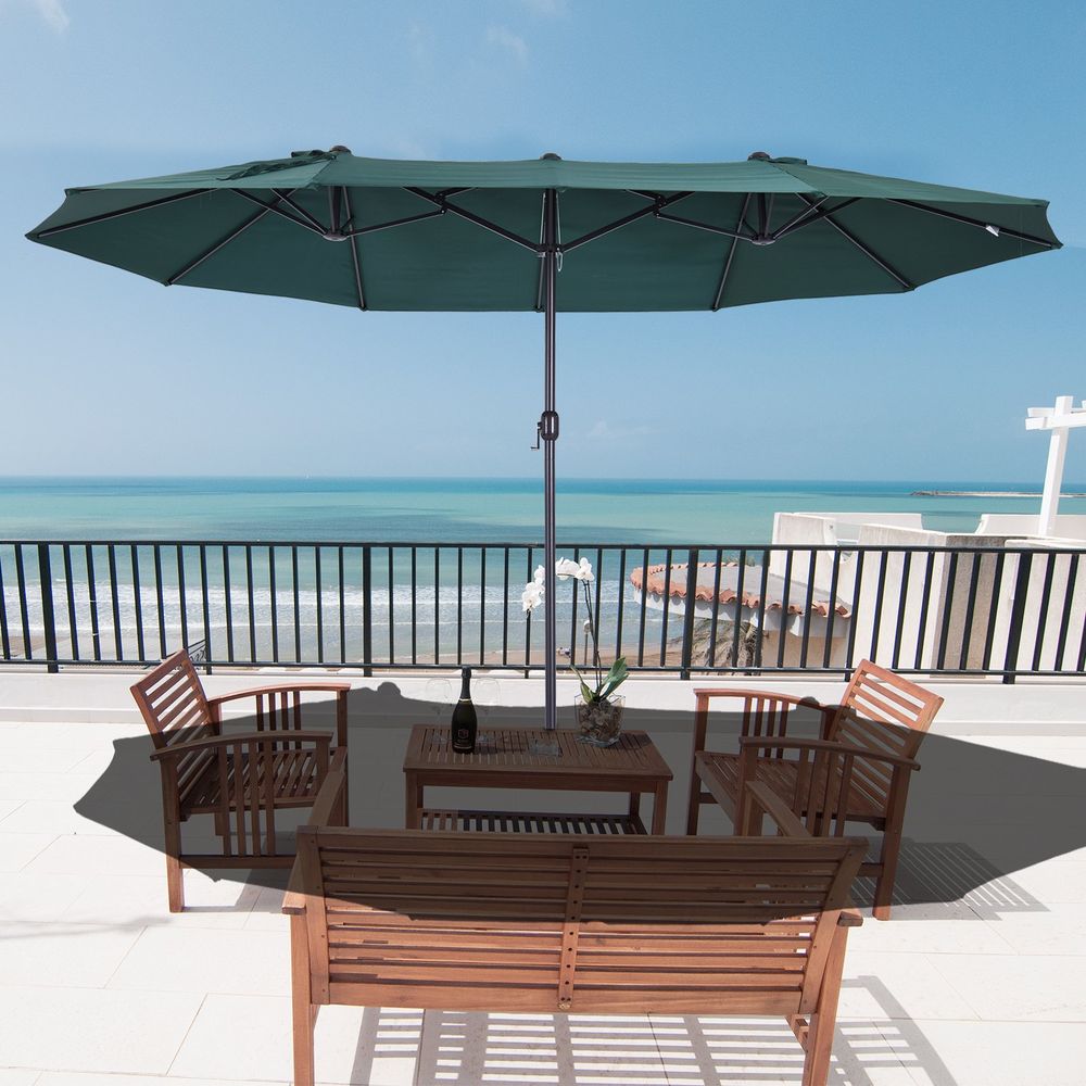 Outsunny 4.6m Double-Sided Patio Parasol Umbrella - UV Resistant, Easy Crank Lift - Perfect for Enjoying the Sun!