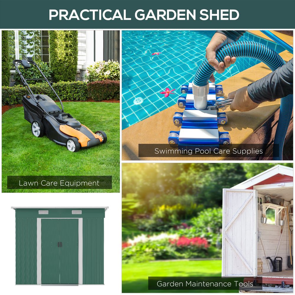 Premium 7x4ft Green Metal Storage Shed | Durable & Spacious | Perfect for Tools & Bikes