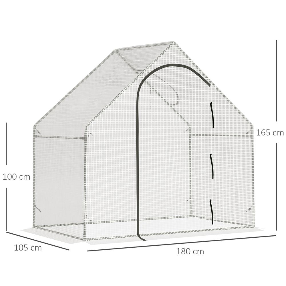 Premium Walk-In Greenhouse | 180x100x165cm | White | Steel Frame | Accessories Included