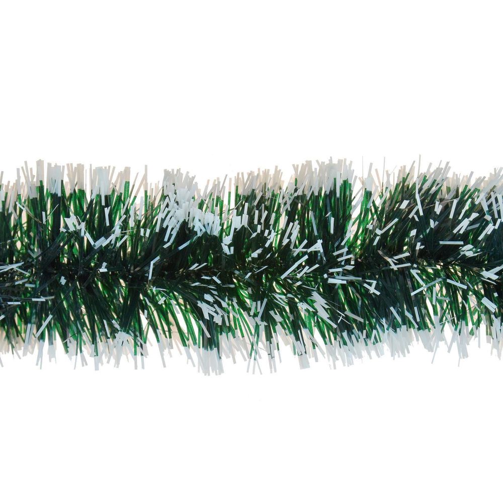 High-Quality 6x3m Snow Tipped Green Tinsel: Perfect for Festive Decorations