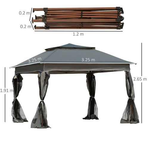 Outsunny Garden Folding Tent Heavy Duty Pop Up Gazebo for Party Dark Grey