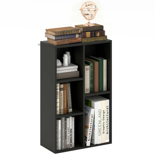HOMCOM 2-Tier Bookshelf with 5 Open Storage Compartments