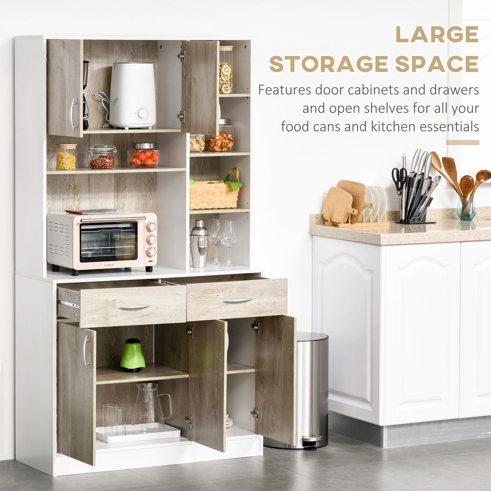 Luxurious and Versatile Kitchen Pantry Cabinet: 100x39x180cm, 6 Open Compartments, 2 Drawers, 3 Cabinets
