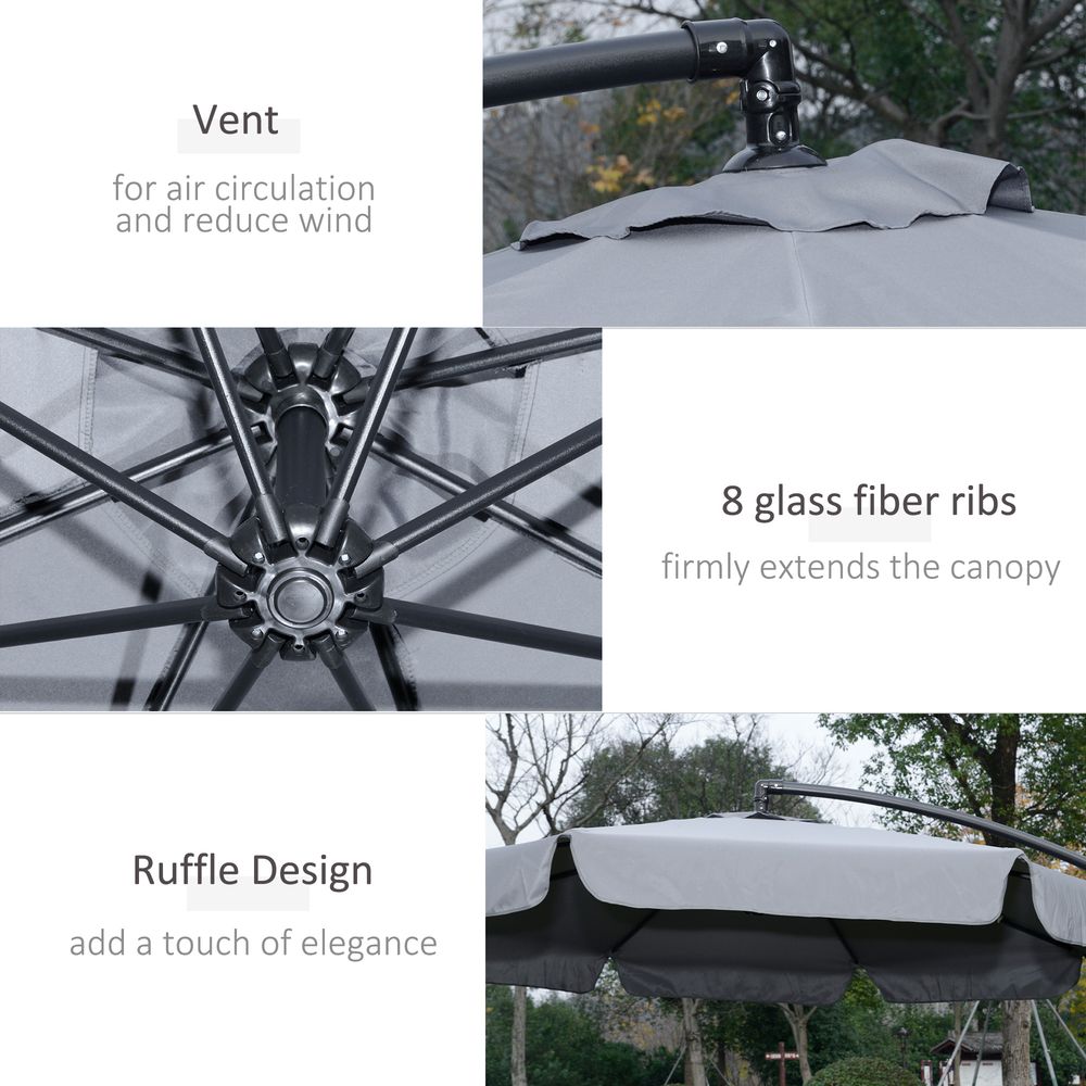 Premium 2.7m Banana Cantilever Umbrella - Dark Grey