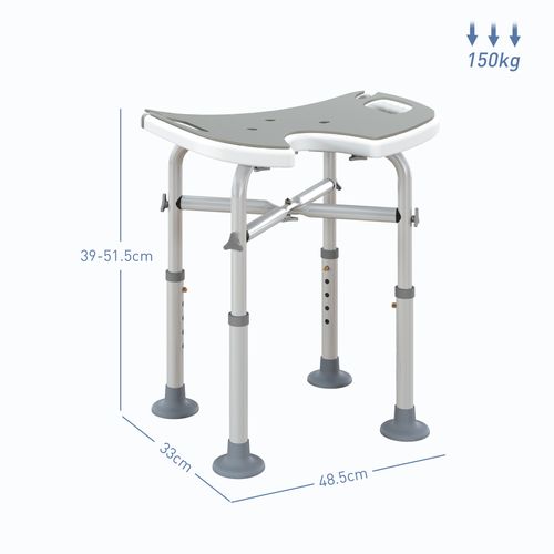 HOMCOM Aluminium Shower Stool for Elderly Disabled Non-Slip Bath Stool