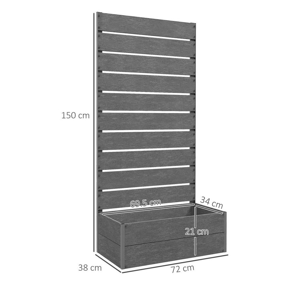 Outsunny Raised Garden Bed w/ Trellis, Drainage Hole - Grey. Durable, Spacious, Easy Assembly.