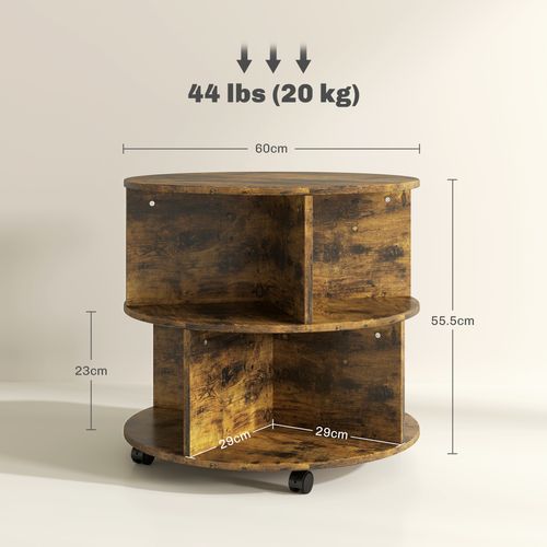 HOMCOM 3 Tier Coffee Table Round Rolling Centre Table w/ Wheels