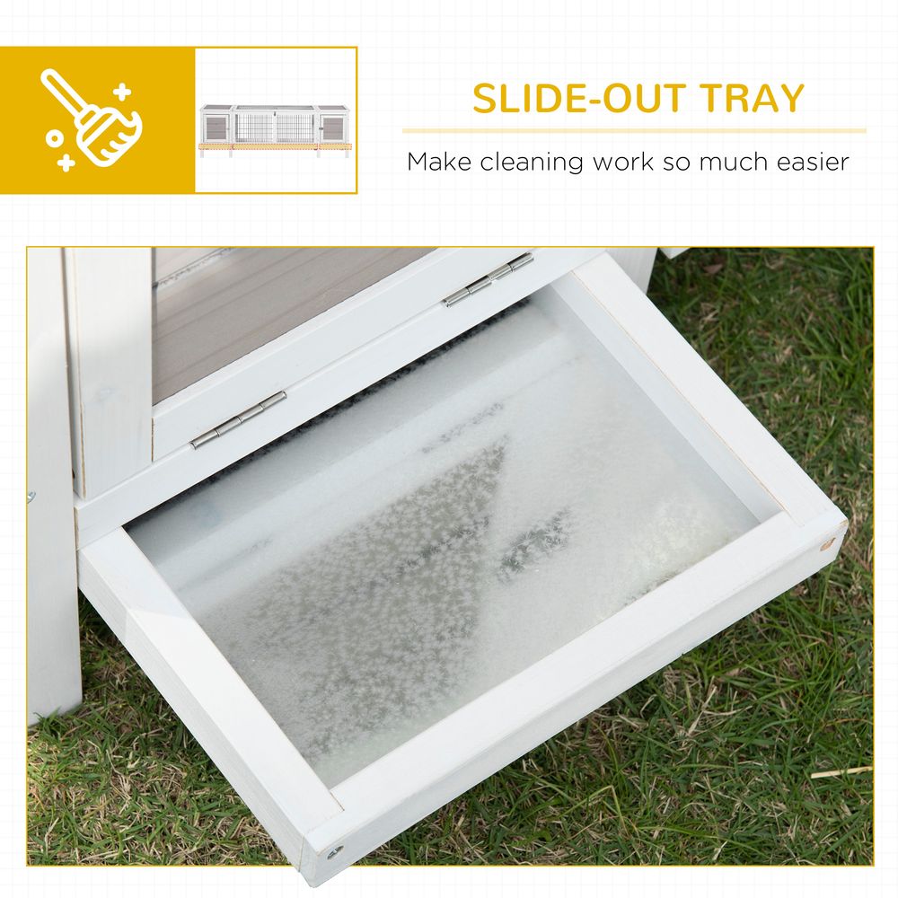 PawHut IE Located Wooden Rabbit Hutch Guinea Pig Cage Separable Bunny Run Small Bunny House w/Slide Out Tray - Grey