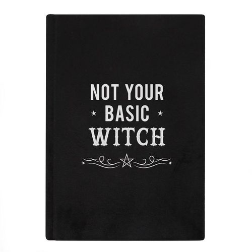 دفتر ملاحظات مخملي مقاس A5 بتصميم "Not Your Basic Witch"