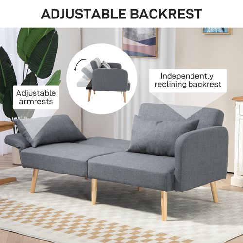 HOMCOM Convertible Sofa Bed Settee with Cushions, Adjustable Backrest
