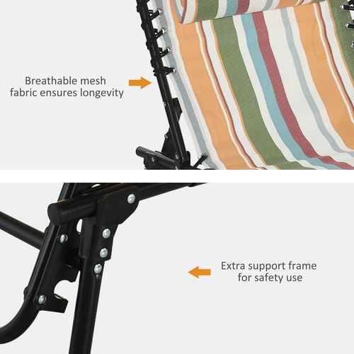 Outsunny Folding Beach Chair Chaise Lounge 4 Adjustable Positions, Multicolored
