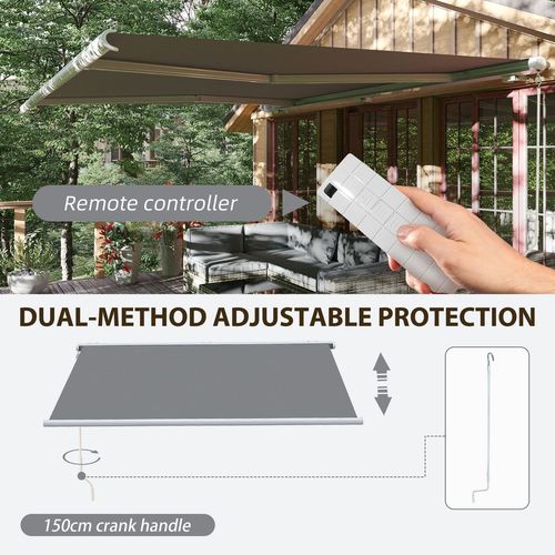 Outsunny 4x3m Full Cassette Electric/Manual Retractable Awning w/ LED Light