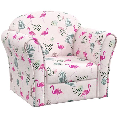 AIYAPLAY Kids Sofa Chair, Toddler Armchair with Flamingo Design, Wooden Frame, Upholstered Toddler Chair for Bedroom, Playroom, Kids Room, Pink