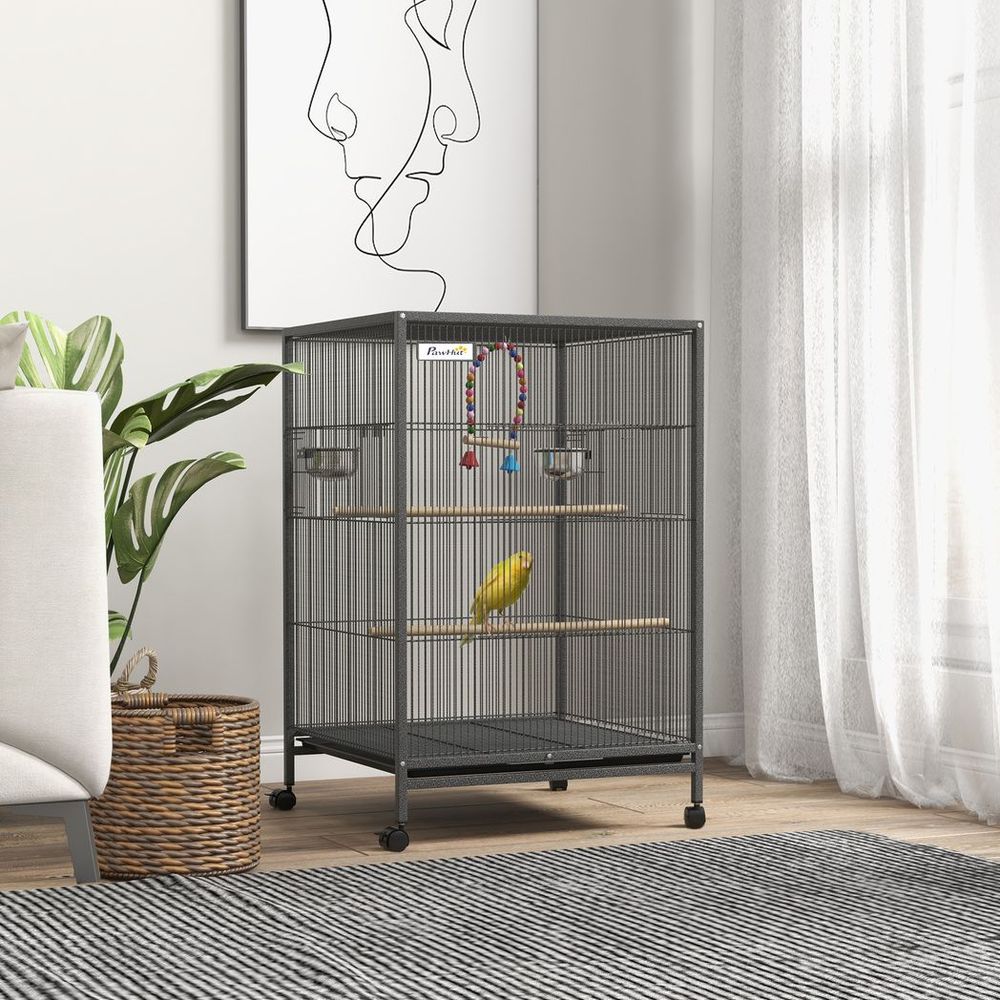 Budgie Cage Parrot Cage - Ideal for Small Parrot, Budgie, Lovebird - High-Quality with Rolling Stand