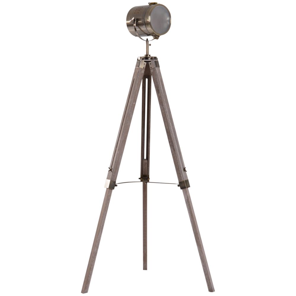 Premium 65L Wood/Bronze Tripod Floor Lamp - Adjustable Height & Shade - Stylish Home Decor