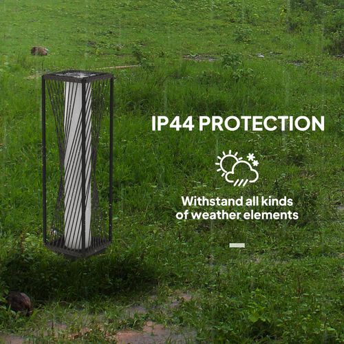Outsunny Rattan Solar Floor Lamp, Auto On/Off LED Garden Lights, Grey