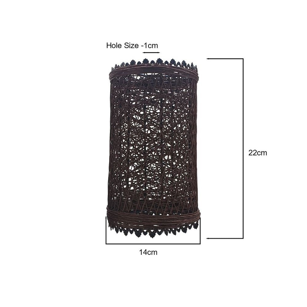 Retro Vintage Rattan Style Lampshade - Easy Fit, 1cm Hole, E27 Base - High-Quality Barrel Cage Design - Perfect for Any Room