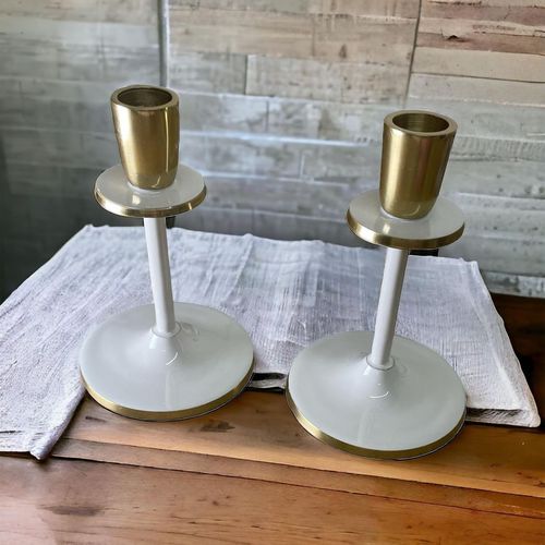 Glossy White Irina Candlestick, 15cm